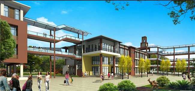 赤水市中等职业学校晨光普照的校门